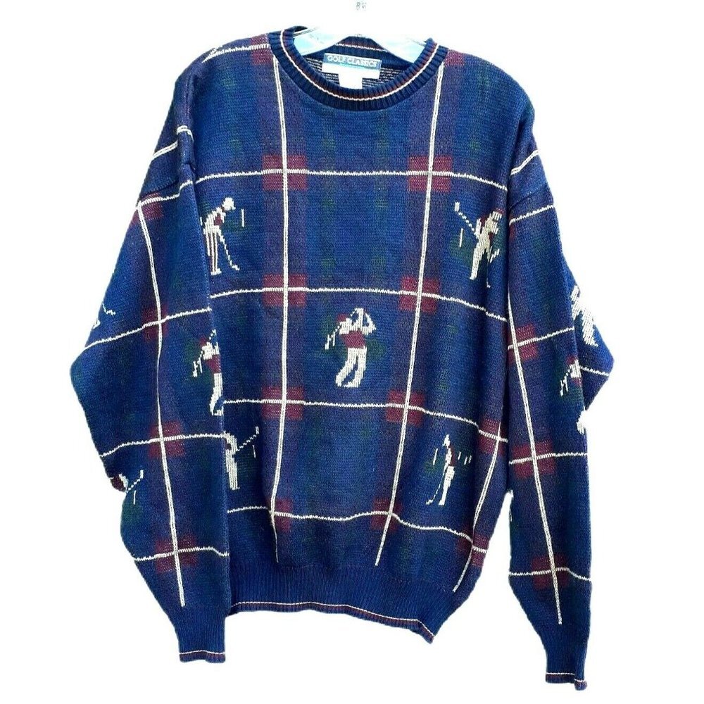 Vintage 90s Golf Classics Munsingwear Golfer Graphic Tartan Plaid  Sweater L…